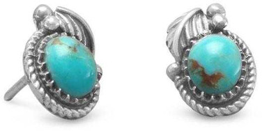 Image of Sterling Silver Southwest-style Simulated Turquoise Stud Earrings