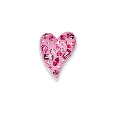 Image of Sterling Silver Stellux Crystal Pink Heart Slide Pendant