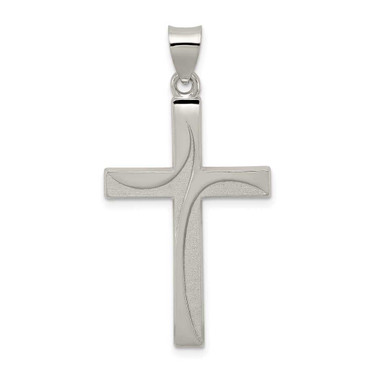 Image of Sterling Silver Textured, Brushed & Polished Latin Cross Pendant QC8174