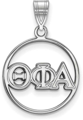 Image of Sterling Silver Theta Phi Alpha Small Circle Pendant by LogoArt (SS011TPA)