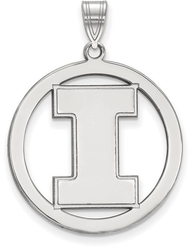 Sterling Silver University of Illinois L Pendant in Circle by LogoArt