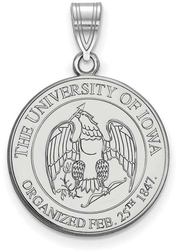 Image of Sterling Silver University of Iowa Large Crest Pendant by LogoArt