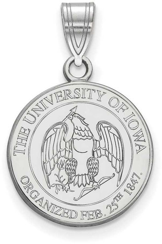 Image of Sterling Silver University of Iowa Medium Crest Pendant by LogoArt