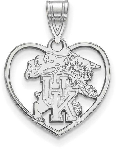 Image of Sterling Silver University of Kentucky Pendant in Heart by LogoArt (SS058UK)