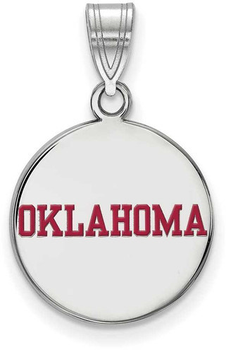 Image of Sterling Silver University of Oklahoma Medium Disc Pendant by LogoArt SS054UOK Image of Sterling Silver University of Oklahoma Medium Disc Pendant by LogoArt SS054UOK