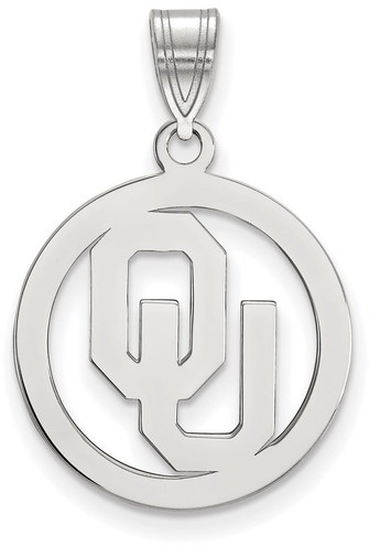 Sterling Silver University of Oklahoma Small Pendant in Circle by LogoArt