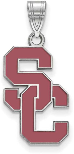 Image of Sterling Silver University of Southern California Large Enamel Pendant LogoArt