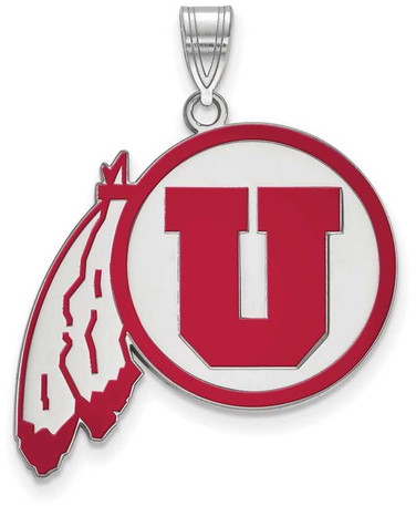 Image of Sterling Silver University of Utah XL Enamel Pendant by LogoArt