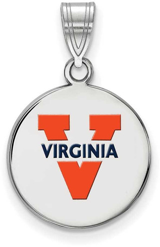 Image of Sterling Silver University of Virginia Medium Disc Pendant by LogoArt SS040UVA