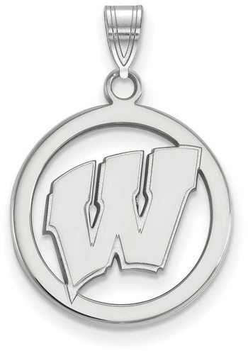 Image of Sterling Silver University of Wisconsin Small Pendant in Circle by LogoArt