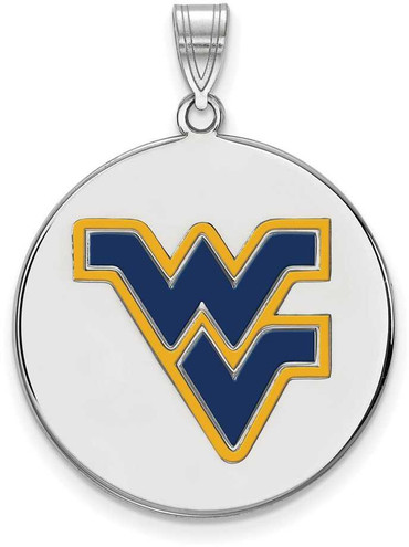 Image of Sterling Silver West Virginia University Large Enamel Disc Pendant by LogoArt