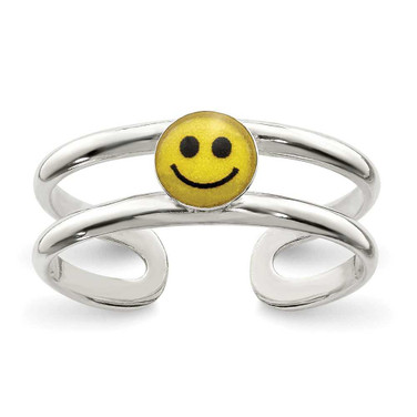 Image of Sterling Silver Yellow & Black Enameled Smiley Toe Ring