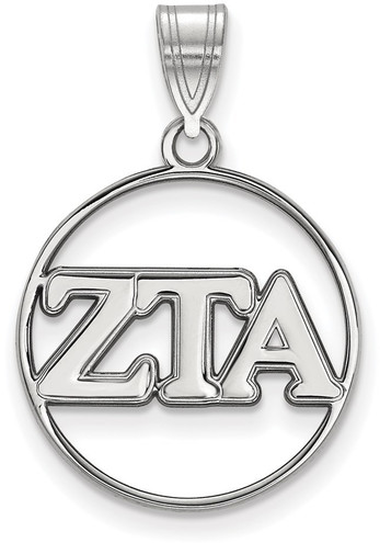Sterling Silver Zeta Tau Alpha Small Circle Pendant by LogoArt (SS011ZTA)
