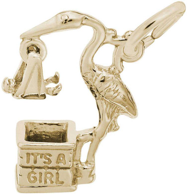 Image of Stork, Girl Charm (Choose Metal) by Rembrandt