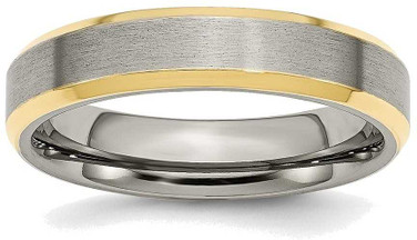 Image of Titanium 5mm Yellow IP-plated Beveled Edge Brushed/Polished Band Ring