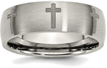 Image of Titanium 8mm Laser Design Brushed Band Ring TB26D