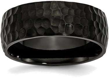 Image of Titanium Black IP-Plated Hammered 8mm Band Ring