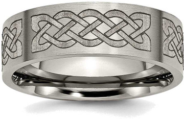 Image of Titanium Flat 8mm Laser Design Brushed Band Ring TB33F