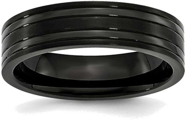 Image of Titanium Grooved Black IP-plated 6mm Brushed and Polished Band Ring