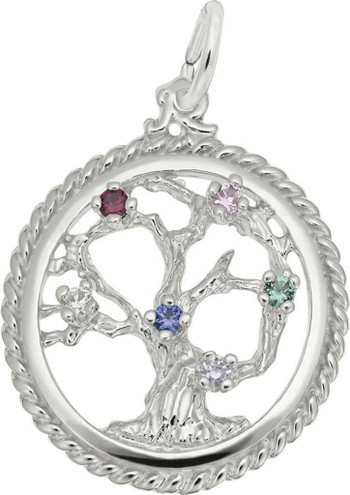 Image of Tree Of Life Charm w/ Multicolor Synthetic Crystals (Choose Metal) by Rembrandt