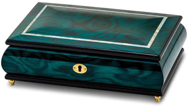 Image of Walnut Burl Veneer w/ Mother of Pearl Inlay Music Jewelry Box Plays Waltz of the Flower Image of Walnut Burl Veneer w/ Mother of Pearl Inlay Music Jewelry Box Plays Waltz of the Flower