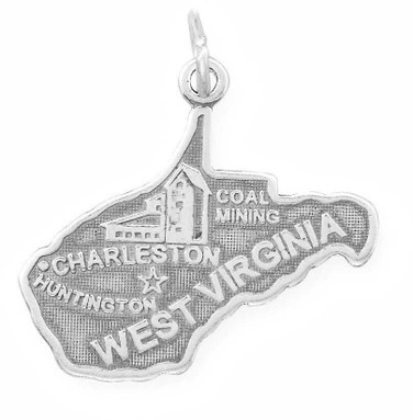 Image of West Virginia State Charm 925 Sterling Silver