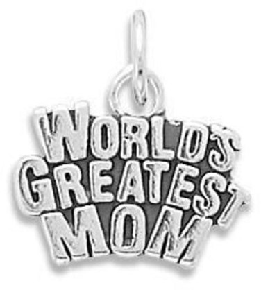 Worlds Greatest Mom Charm 925 Sterling Silver