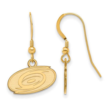 Image of Yellow Sterling Silver NHL LogoArt Carolina Hurricanes XS Dangle Earrings Wire