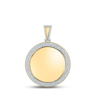 Image of 14kt Yellow Gold Mens Round Diamond Memory Circle Charm Pendant 4 Cttw