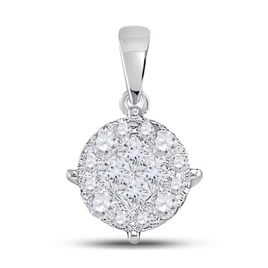 Image of 14kt White Gold Womens Princess Diamond Cluster Pendant 2 Cttw