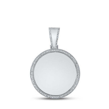 Image of 10kt White Gold Mens Round Diamond Memory Circle Charm Pendant 5/8 Cttw