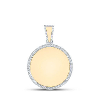 Image of 14kt Yellow Gold Mens Round Diamond Memory Circle Charm Pendant 1/2 Cttw