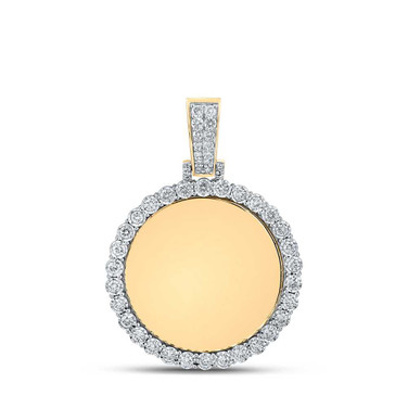 Image of 14kt Yellow Gold Mens Round Diamond Memory Circle Charm Pendant 3/4 Cttw