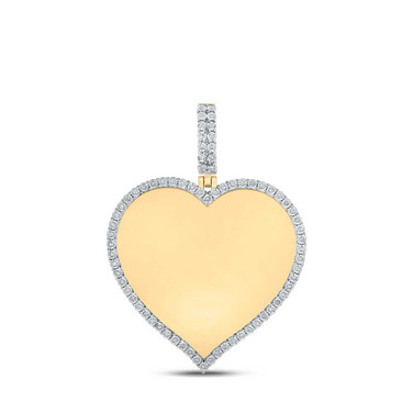 Image of 10kt Yellow Gold Mens Round Diamond Heart Memory Charm Pendant 1/5 Cttw