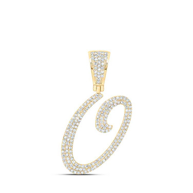 Image of 10kt Yellow Gold Mens Round Diamond O Initial Letter Charm Pendant 7/8 Cttw