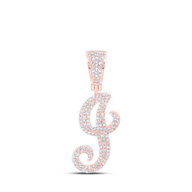 Image of 10kt Rose Gold Mens Round Diamond J Initial Letter Charm Pendant 3/4 Cttw