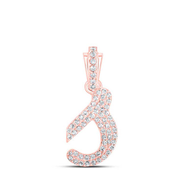 Image of 10kt Rose Gold Womens Round Diamond S Cursive Initial Letter Pendant 1/4 Cttw Image of 10kt Rose Gold Womens Round Diamond S Cursive Initial Letter Pendant 1/4 Cttw