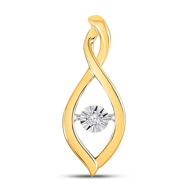 Image of 10kt Yellow Gold Womens Round Diamond Moving Twinkle Solitaire Pendant .03 Cttw