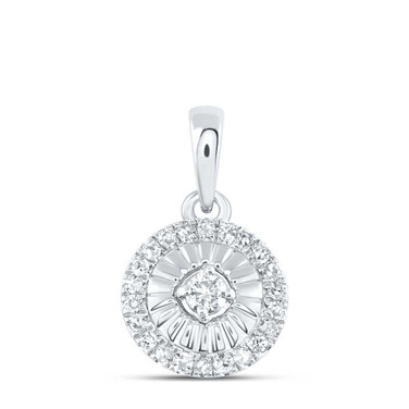 Image of Sterling Silver Womens Round Diamond Cluster Pendant 1/8 Cttw
