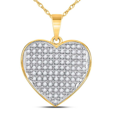 Image of 10kt Yellow Gold Womens Round Diamond Heart Pendant 1/4 Cttw BTGND111988