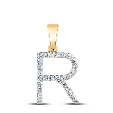 10kt Yellow Gold Womens Round Diamond R Initial Letter Pendant 1/5 Cttw BTGND155965