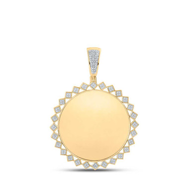 Image of 10kt Yellow Gold Mens Round Diamond Memory Circle Charm Pendant 1/2 Cttw BTGND158799