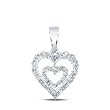 Image of 10kt White Gold Womens Round Diamond Heart Pendant 1/4 Cttw BTGND160337