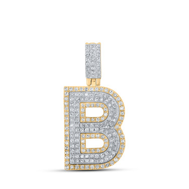 10kt Two-tone Gold Mens Round Diamond B Initial Letter Pendant 1/2 Cttw BTGND164106