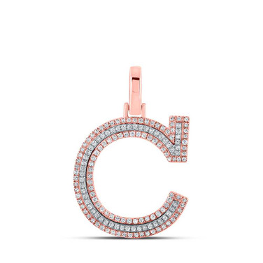 Image of 10kt Two-tone Gold Mens Round Diamond C Initial Letter Pendant 3/8 Cttw BTGND164467