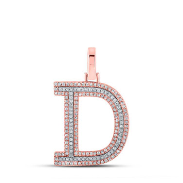 Image of 10kt Two-tone Gold Mens Round Diamond D Initial Letter Pendant 1/2 Cttw BTGND164469
