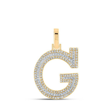 Image of 10kt Two-tone Gold Mens Round Diamond G Initial Letter Pendant 3/8 Cttw BTGND164474
