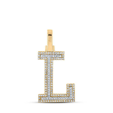 Image of 10kt Two-tone Gold Mens Round Diamond L Initial Letter Pendant 1/3 Cttw BTGND164484