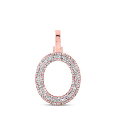 Image of 10kt Two-tone Gold Mens Round Diamond O Initial Letter Pendant 3/8 Cttw BTGND164491