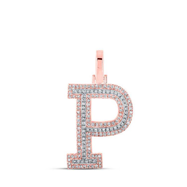 Image of 10kt Two-tone Gold Mens Round Diamond P Initial Letter Pendant 3/8 Cttw BTGND164493